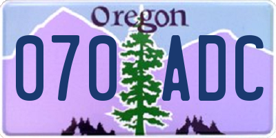OR license plate 070ADC