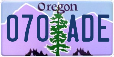 OR license plate 070ADE