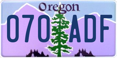 OR license plate 070ADF