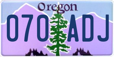 OR license plate 070ADJ