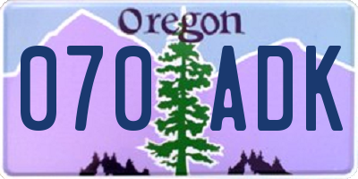 OR license plate 070ADK