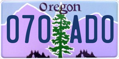 OR license plate 070ADO