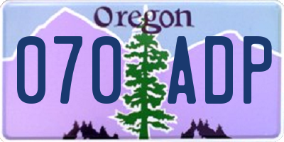 OR license plate 070ADP