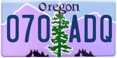 OR license plate 070ADQ