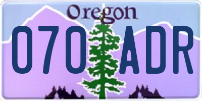 OR license plate 070ADR
