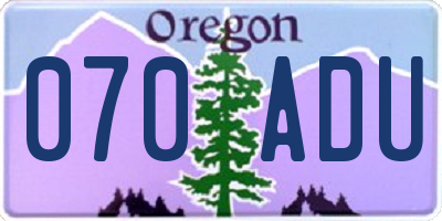 OR license plate 070ADU