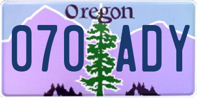 OR license plate 070ADY