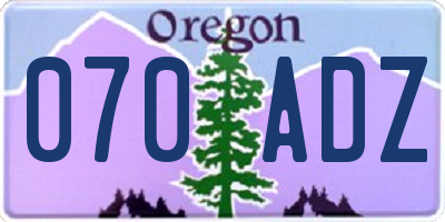 OR license plate 070ADZ