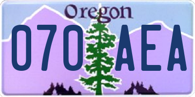 OR license plate 070AEA
