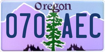 OR license plate 070AEC