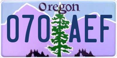 OR license plate 070AEF