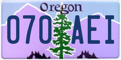 OR license plate 070AEI
