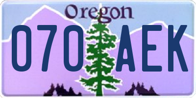 OR license plate 070AEK
