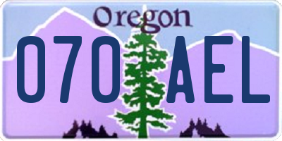 OR license plate 070AEL