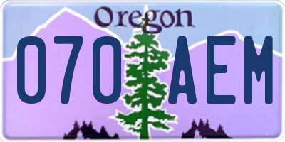OR license plate 070AEM
