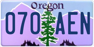 OR license plate 070AEN