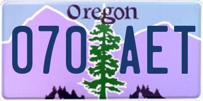 OR license plate 070AET