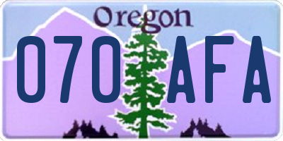 OR license plate 070AFA