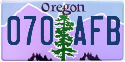 OR license plate 070AFB