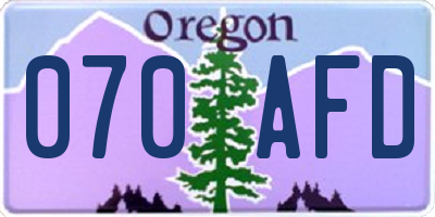 OR license plate 070AFD