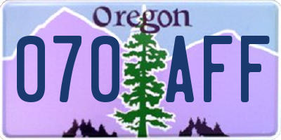 OR license plate 070AFF