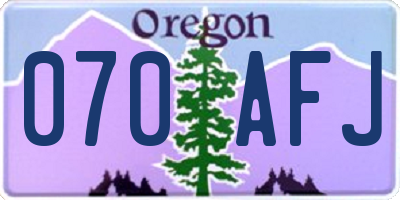 OR license plate 070AFJ