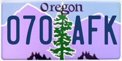 OR license plate 070AFK