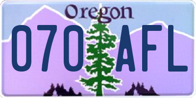 OR license plate 070AFL
