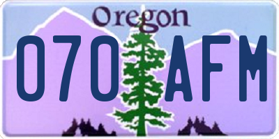 OR license plate 070AFM