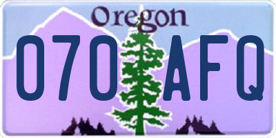 OR license plate 070AFQ