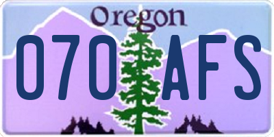 OR license plate 070AFS