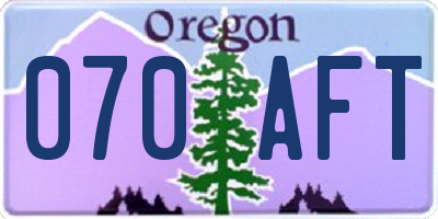 OR license plate 070AFT