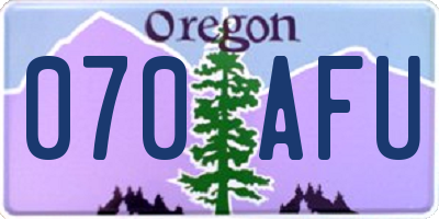 OR license plate 070AFU