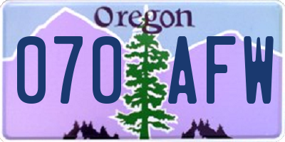 OR license plate 070AFW