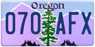 OR license plate 070AFX