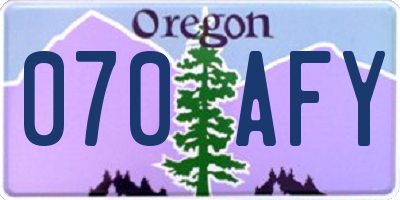 OR license plate 070AFY