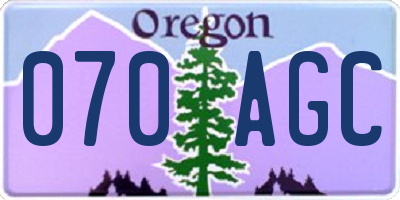 OR license plate 070AGC