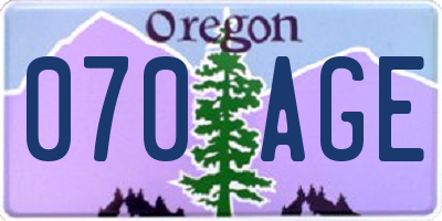 OR license plate 070AGE