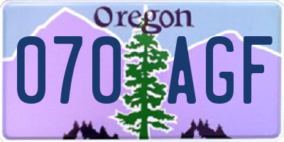 OR license plate 070AGF