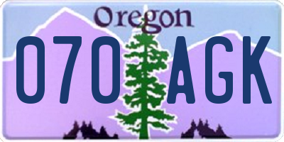 OR license plate 070AGK