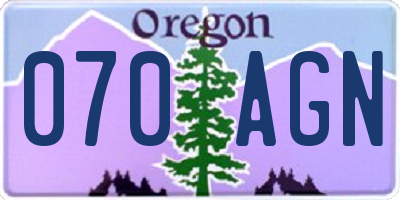 OR license plate 070AGN