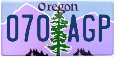 OR license plate 070AGP