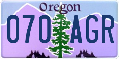 OR license plate 070AGR