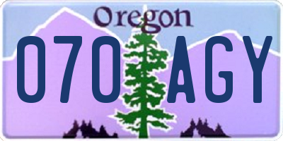 OR license plate 070AGY