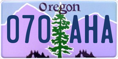 OR license plate 070AHA