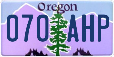 OR license plate 070AHP