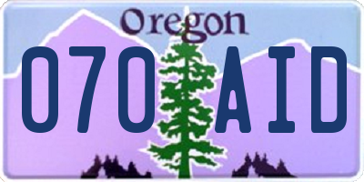 OR license plate 070AID