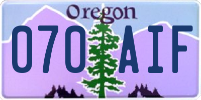 OR license plate 070AIF
