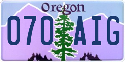 OR license plate 070AIG