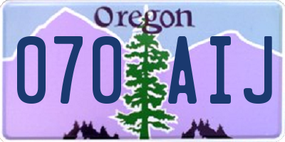 OR license plate 070AIJ